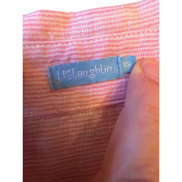 J. McLaughlin XS Pink Striped Pop Overn Womens Blouse - Picture 2 of 5